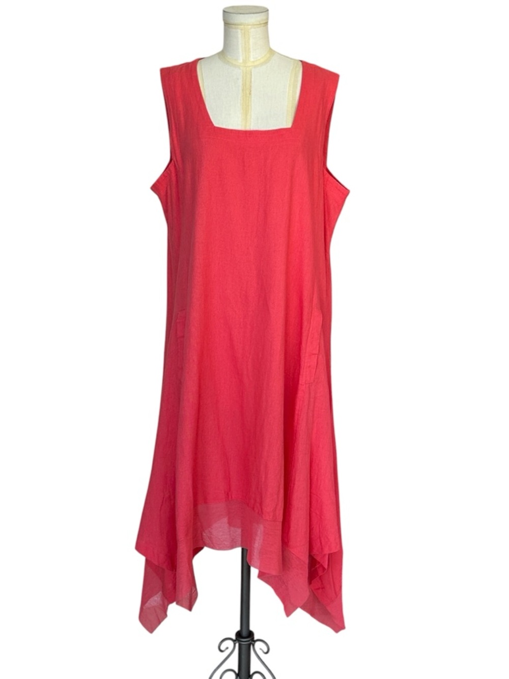 Cynthia Rowley Linen Blend Swing Dress Lagenlook Asymmetric Hem Artsy Size 1X